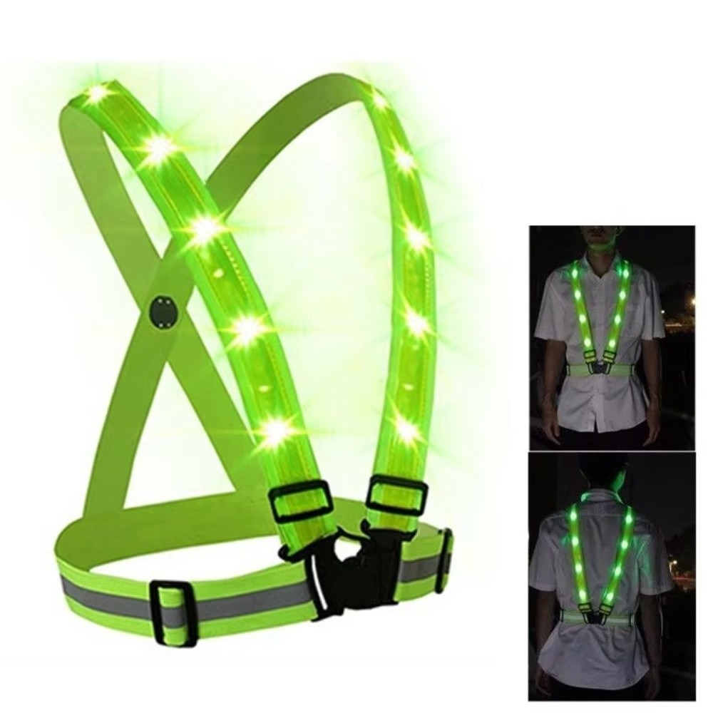 Running Gear Lights - New Polyester LED Safety Vest Green