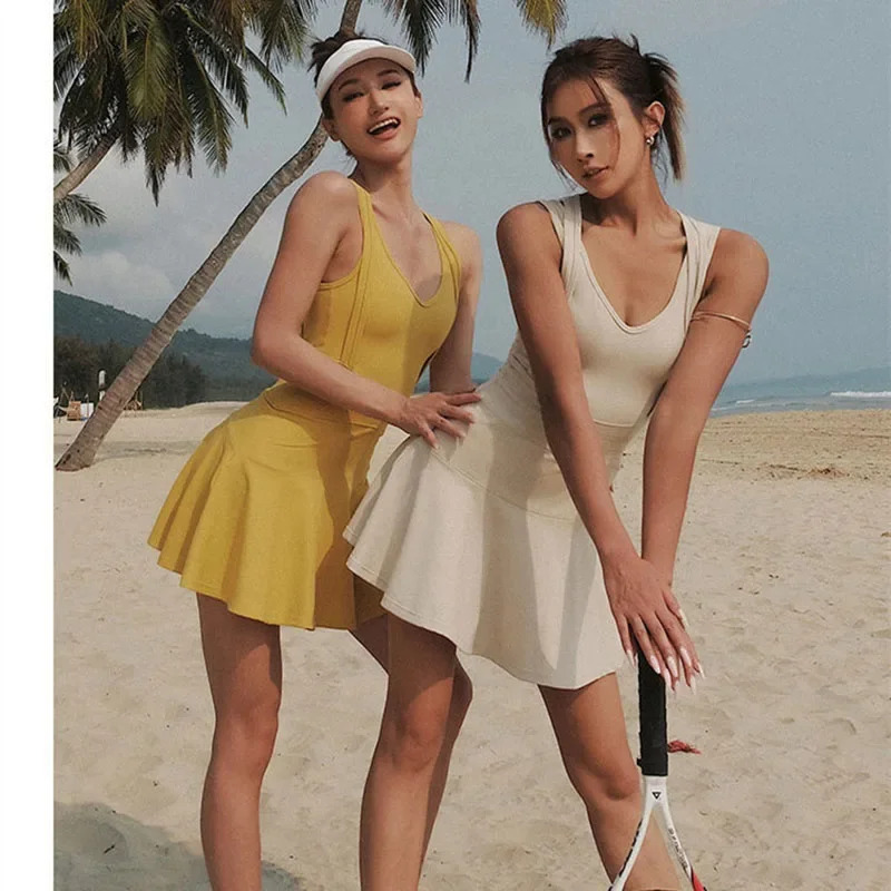 Head Gear Running - Tennis Dress Female Sleeveless Sport Suits
