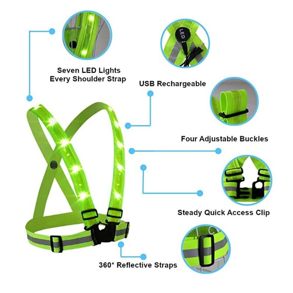 New Polyester LED Safety Vest  - Running Gear Lights 评论和价格