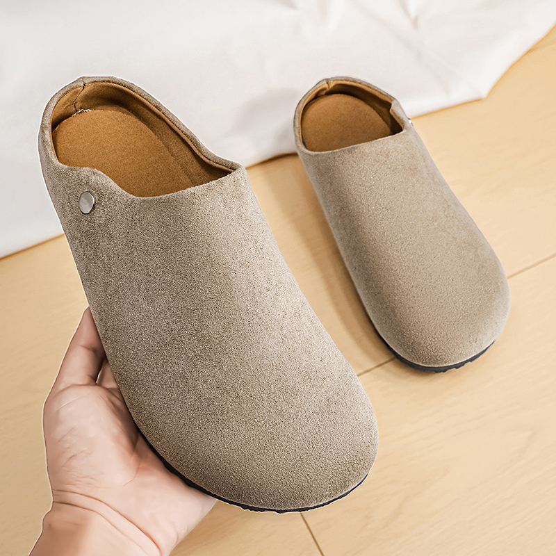 Men Suede Leather Slippers Mul - Insole Arch Support 评论和价格