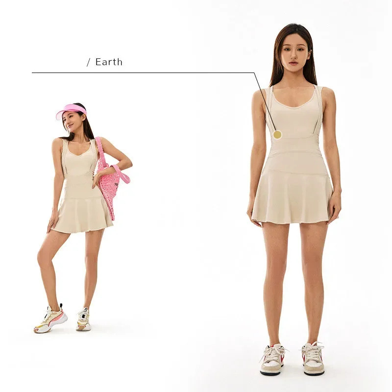 Tennis Dress Female Sleeveless - Head Gear Running 评论和价格